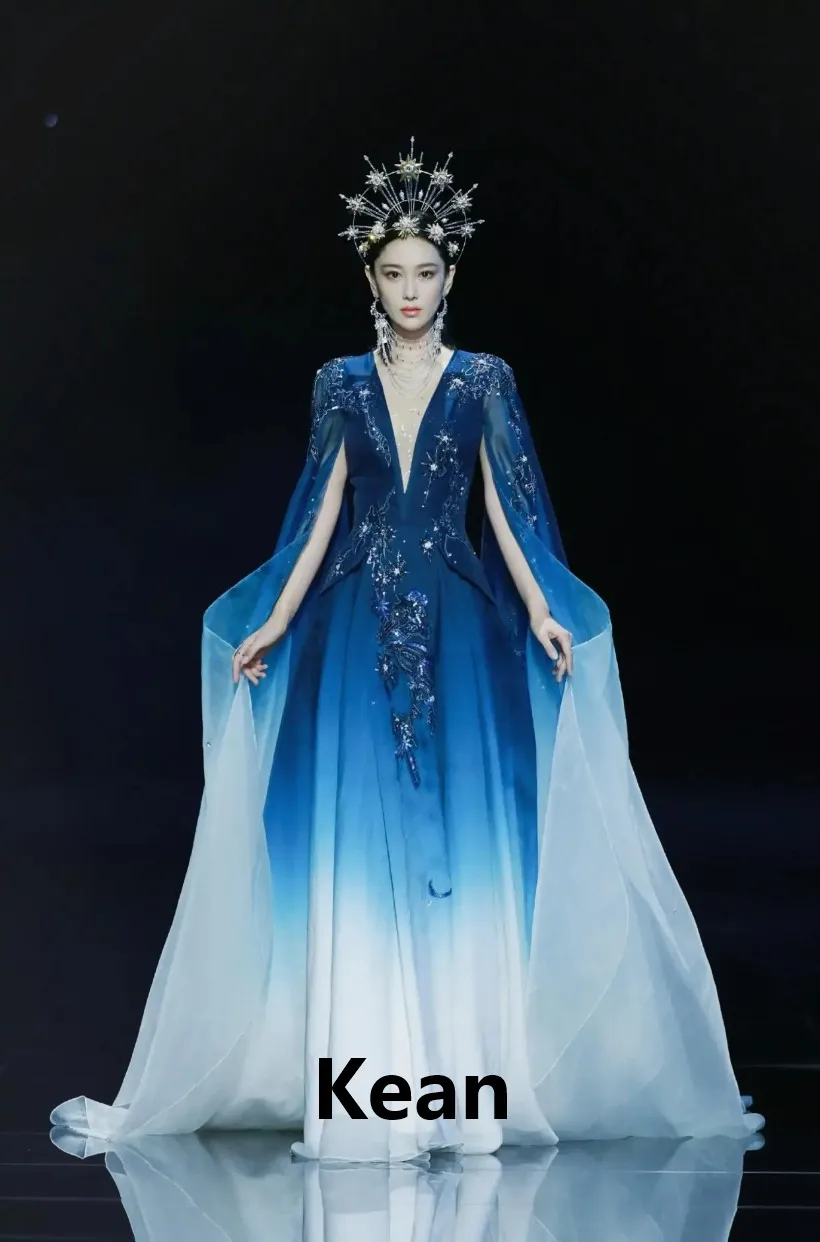 

Темно-синие элегантные вечерние платья с глубоким v-образным вырезом, Vestidos De Festa Кепки рукава платья для выпускного вечера Вечерние вечернее...