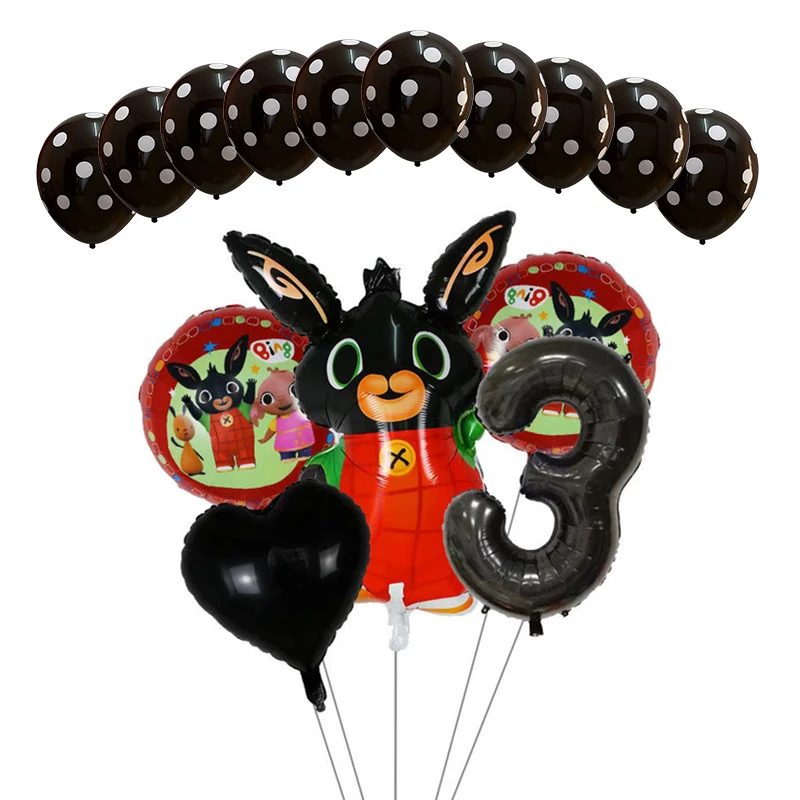 Темно-синий 15 шт., фольгированные шары Bing Bunny, воздушные шары с мультяшным Кроликом, 12 дюймов, латексные шары в красный и черный горошек, декор для дня рождения, детские игрушки, принадлежности - Цвет: Темно-синий