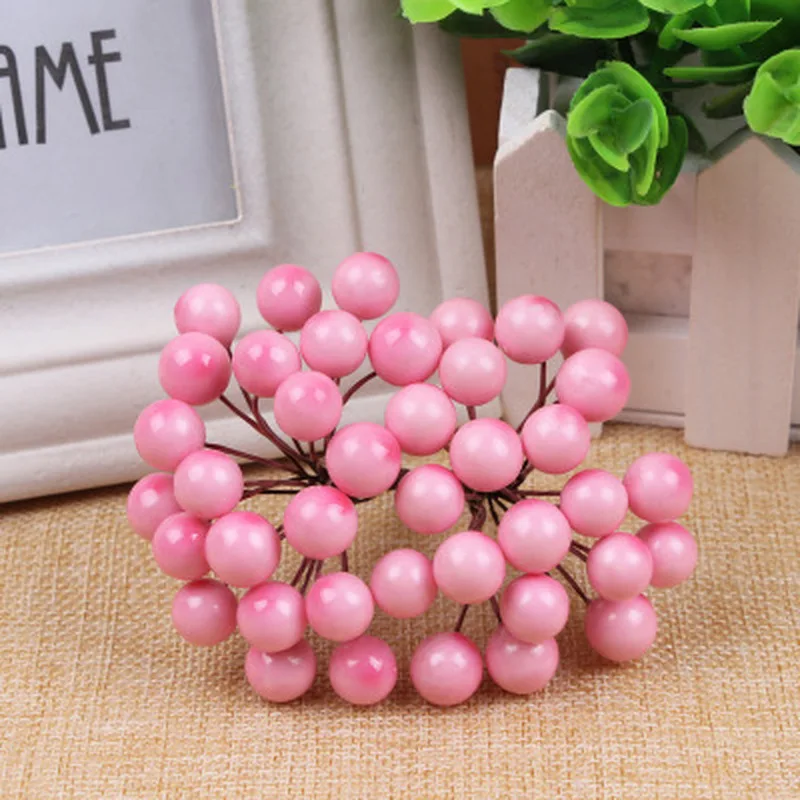 Artificial Flower Mini Berry Bacca Bouquet For Wedding Decoration DIY Scrapbooking Decorative Wreath Fake Flowers 50pcs | Дом и сад