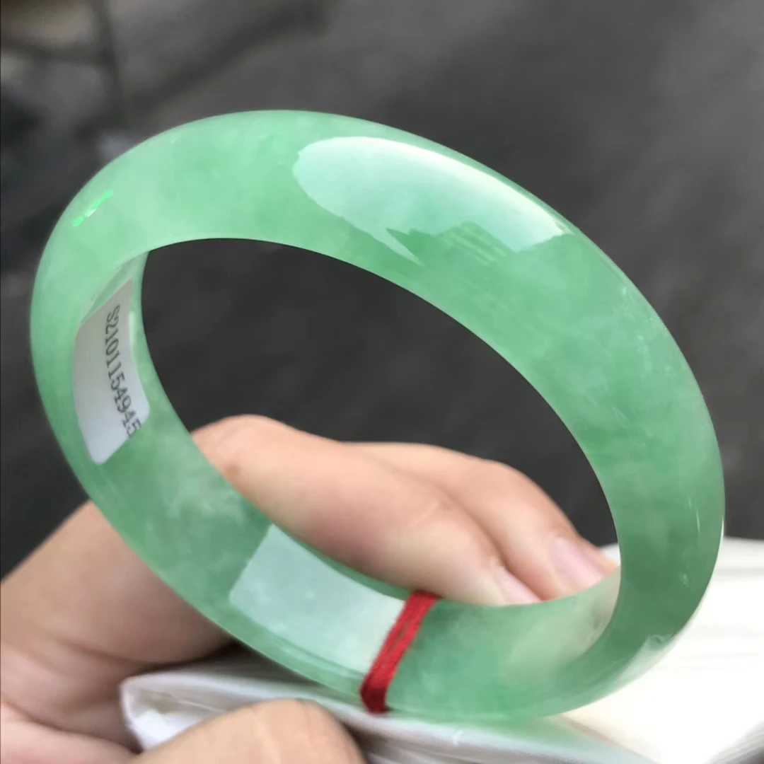 

Only One !57MMCertified (Grade A)100% Natural Green Jadeite JADE Bracelet Women Bangle