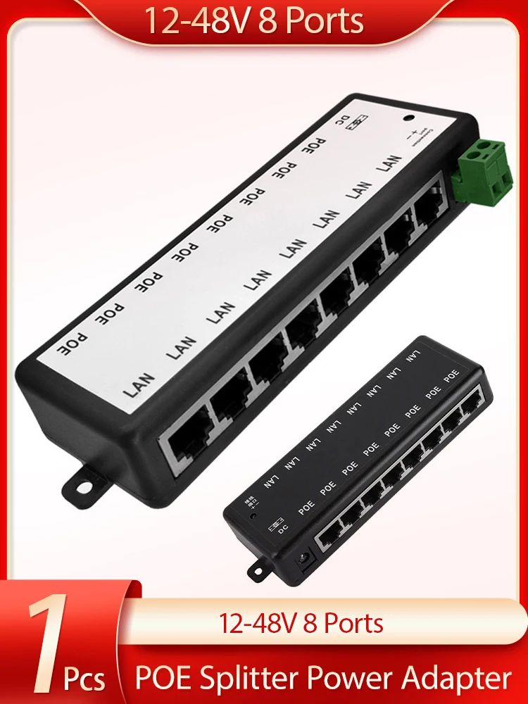 12-48V 8 Ports POE Splitter Power Adapter Injector for CCTV Network Camera Power Over Ethernet WiFi Access Points