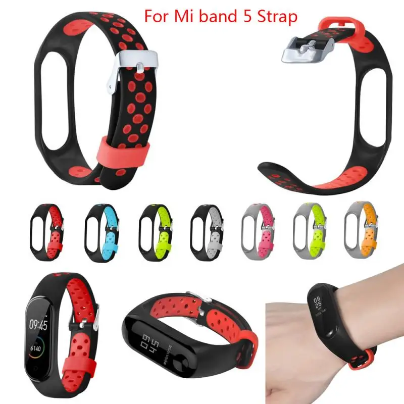 Ремешок для часов Mi Band 5 спортивный силиконовый браслет дышащая пряжка с
