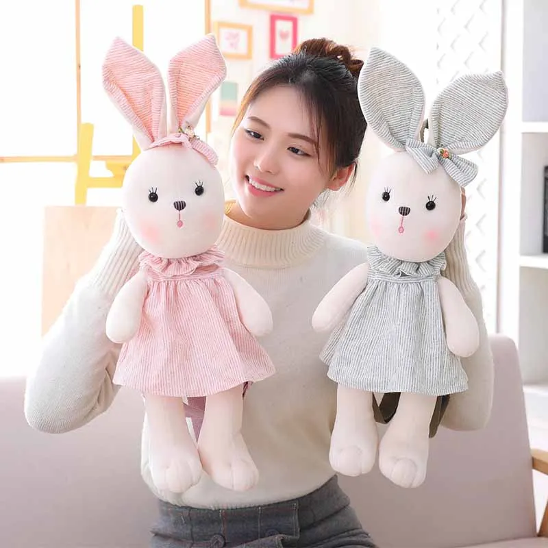 45/60/75/95cm New cartoon Bunny doll soft rabbit pillows Dressed style backpack Kid's school bags Soothe dolls for babies | Игрушки и
