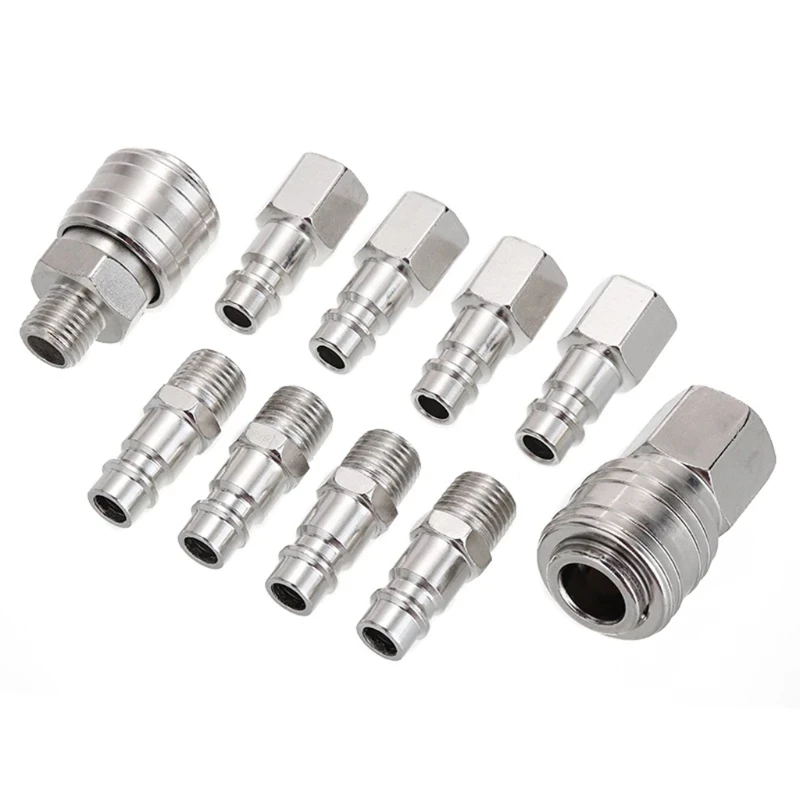 

10pcs 1/4"Air Line Fitting BSP Euro Air Line Fitting Hose Compressor Quick Release Connector Fasteren Pneumatic Tool