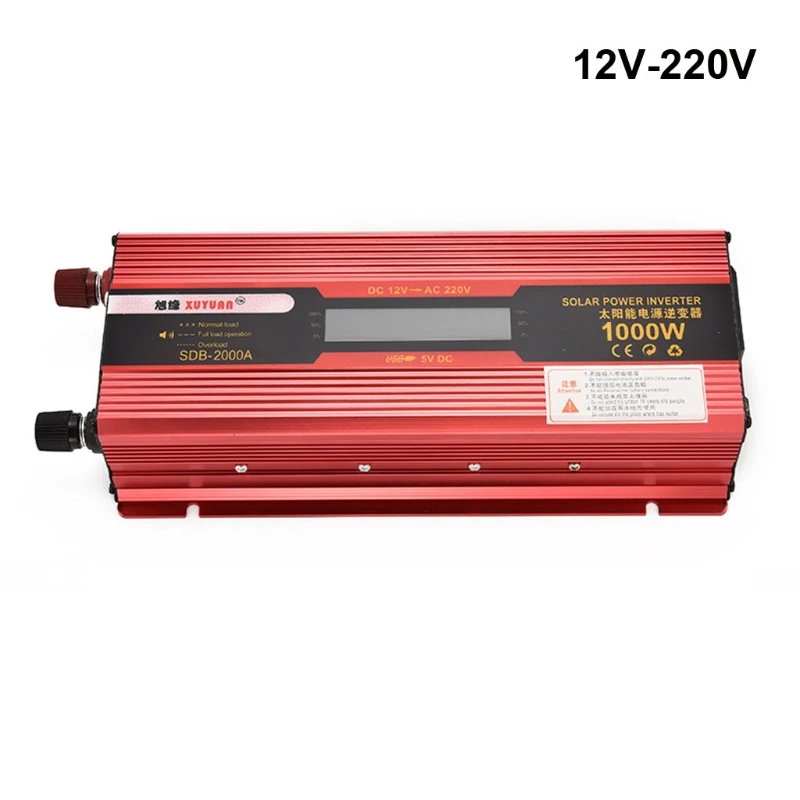 

1000W Car Power Inverter DC 12V/24V to AC 110V/220V Voltage Converter Short Circuit Protection Auto Laptop Adapter with LCD Y5GF