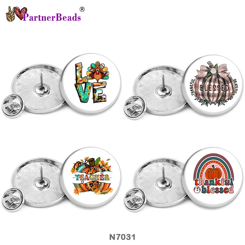 

Thanksgiving Painted Metal Brooch Beautiful Buttons 15mm/18mm/21mm/23mm/25mm/28mm PartnerBeads N7031