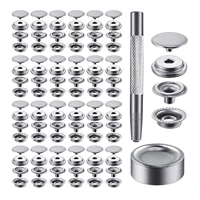 200pcs sewing press stud set stainless steel clothing snaps button snap fastener kit for crafts leather straps jackets jeans
