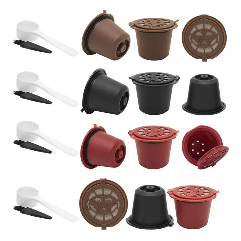 3 шт./упак. многоразовые Многоразовые капсулы для кофе Nespresso с 1 пластиковой ложкой