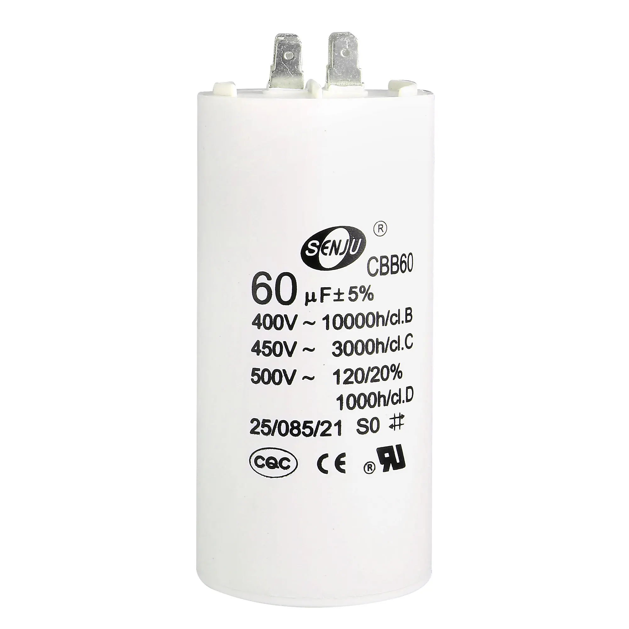 uxcell CBB60 Run Capacitor 60uF 450V AC Double Insert 50/60Hz Cylinder 94x49mm White for Air Compressor Water Pump Motor