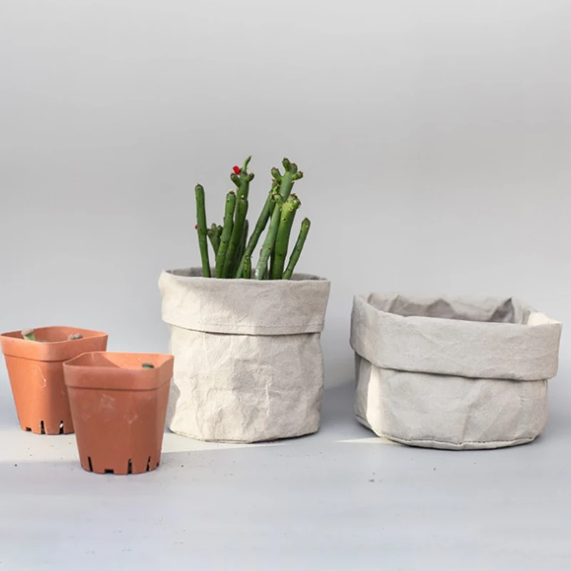 

Kraft Paper Flower Pot coats Office Creative Desktop Plant Bag Cosmetic storage bag Home Decoration Accessories