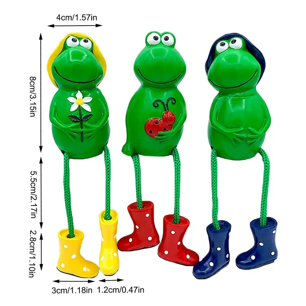 

3pcs Garden Frog Decor Statue With Dangling Legs Yard Creative Resin Art Animal Sculpture Ornament For Garden Outdoor Decoration