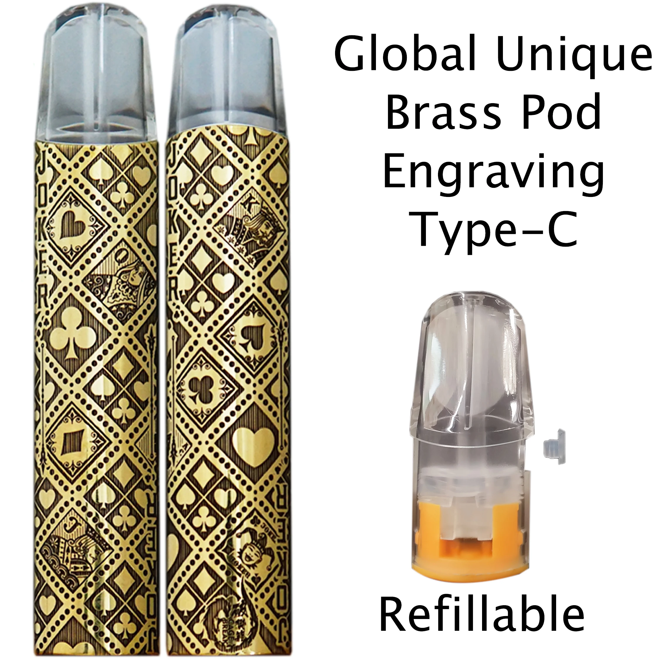 

2021 Navy Brass E -Cig Electic Cigarette Vape Kit Vaper Atomzier with 350mAh Battery 2ml Cartridge