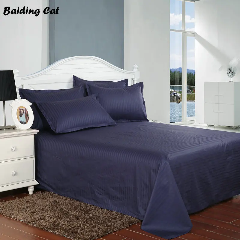 1 шт. темно синяя однотонная атласная полоса постельное белье для отеля дома