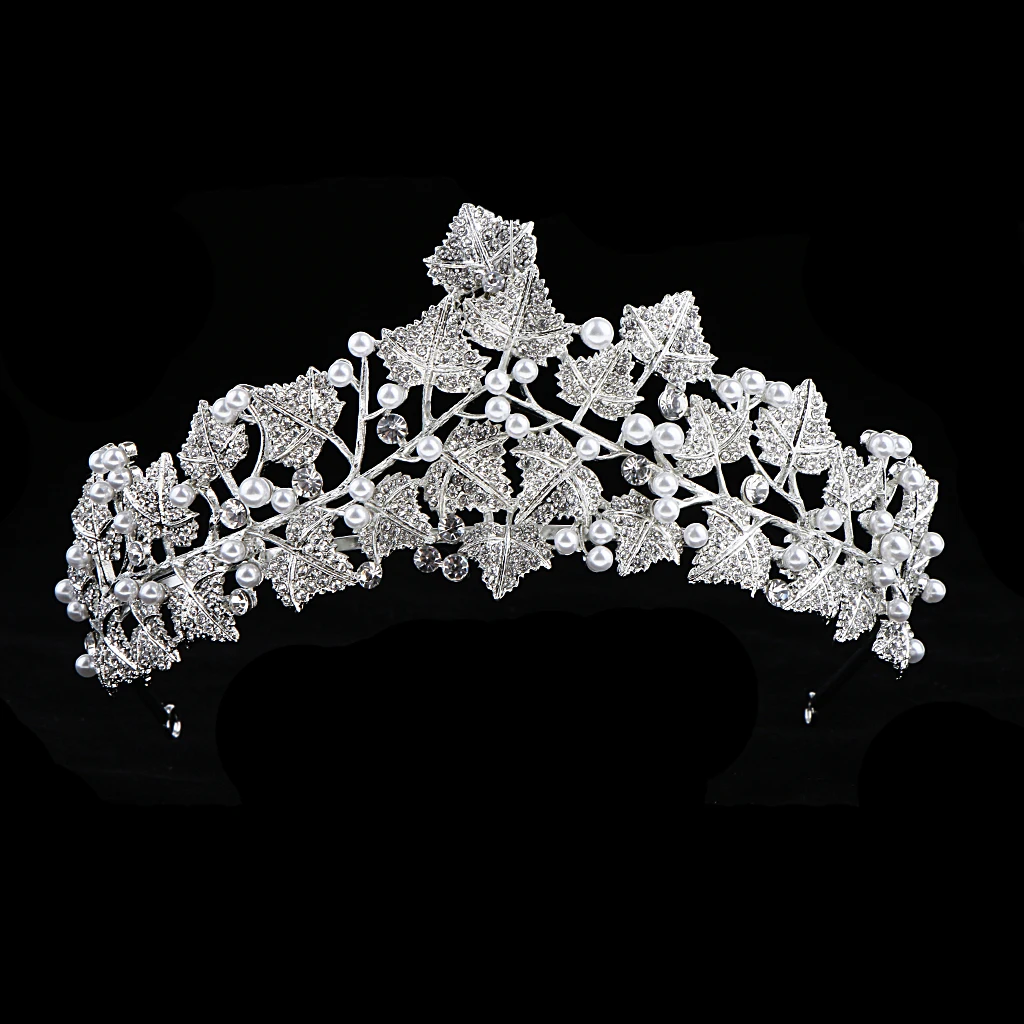 Elegant Leaf Rhinestone Wedding Party Crown Tiaras Prom Pageant Headwear | Украшения и аксессуары