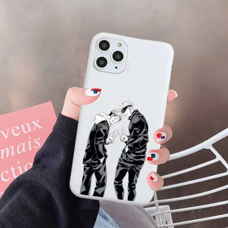 

Anime Jujutsu Kaisen Black white Phone Case Candy Color for iPhone 6 7 8 11 12 s mini pro X XS XR MAX Plus