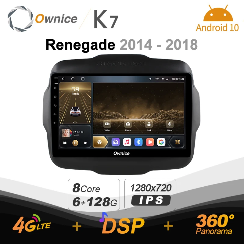 

Автомобильный радиоприемник Ownice K7 6G + 128G для Jeep Renegade 2014 2016 2017 2018 android 10,0, поддержка интерьера, атмосферная лампа 360 4G LTE