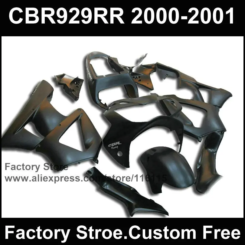Комплект обтекателей для мотоцикла HONDA 2000 2001 CBR929RR CBR 929 00 01 CBR900RR матовый черный