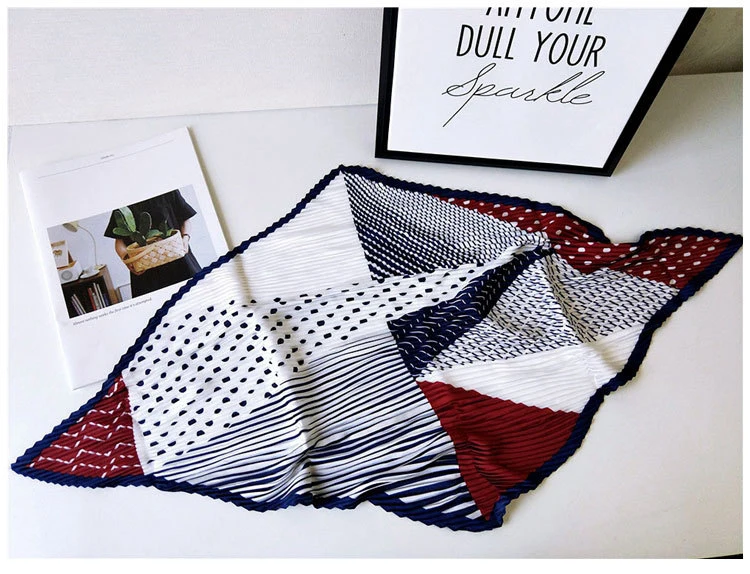 Осенние женские шелковые шарфы в мелкий горошек Печатный шейный для женщин