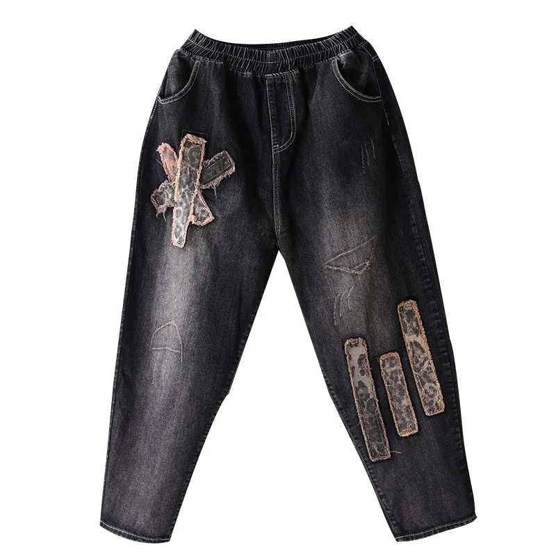 Осенние зимние джинсы женские большие размеры свободные новый женский