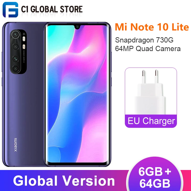 Глобальная версия Xiaomi Mi Note 10 Lite 6GB 64GB смартфон 64 мегапиксельная четырехъядерная