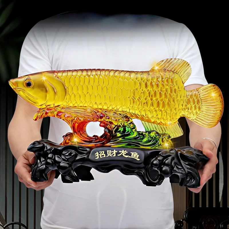 

Lucky Gold Arowana Ornaments Home Living Room and Wine Cabinet Decorations Creative Living Room Office Shop Opened Craft Gift