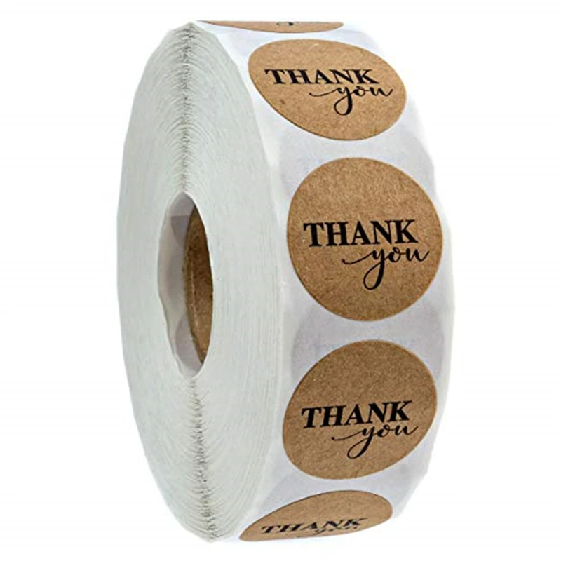 

Спасибо, наклейки из крафт-бумаги, круглые клейкие этикетки, украшения для свадебной вечеринки, наклейки для выпечки, этикетки для печати 500 ...