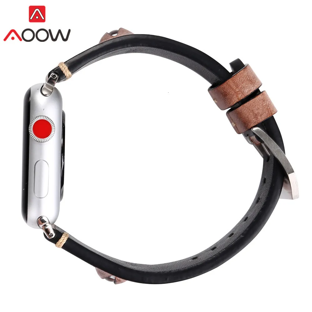 Зеленый кожаный ремешок для Apple Watch 40mm 44mm 38 мм 42 мм глаза деко запасной браслет ремешок Ремешок для iwatch 1 2 3 4