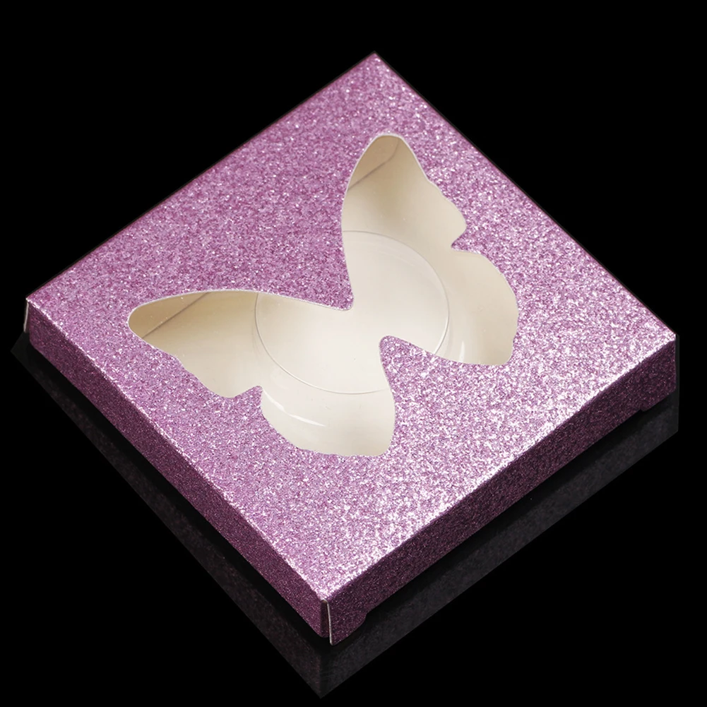 

50sets/pack Portable Square Storage Empty Hollowed Out Makeup Box Packaging False Glitter Paper Cosmetics Eyelash Case Butterfly