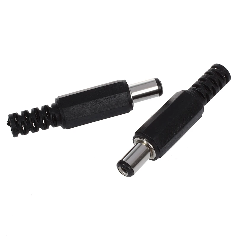 5 Pcs Black 2.1mm x 5.5mm DC Power Male Plug Jack Adapter & 5.5mmx2.1mm Socket Female Panel Mount Connector | Электроника