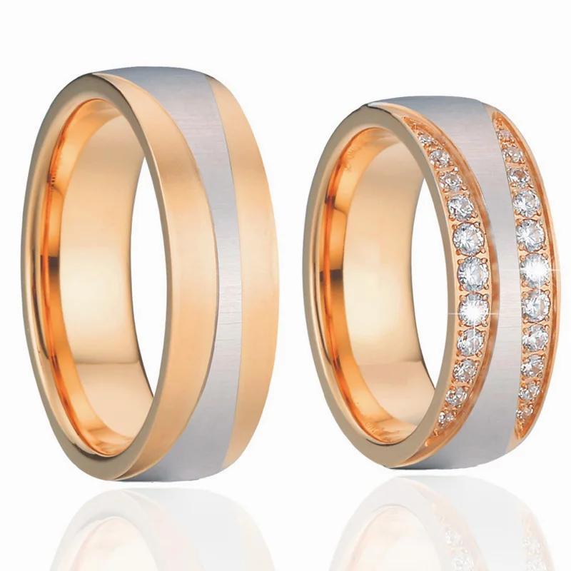 

Парные кольца альянсов, обручальное кольцо вечности для мужчин, цвет розового золота, кубический цирконий, ювелирные изделия, обручальные к...