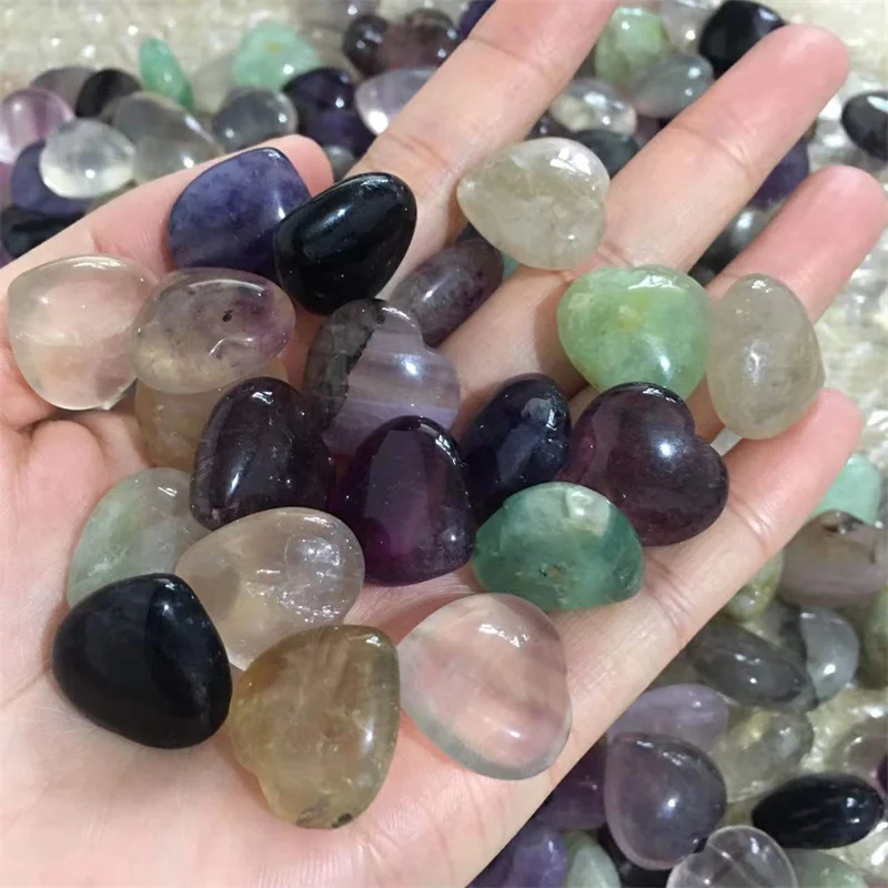 Натуральные драгоценные камни маленький Радужный флюорит сердце полированный