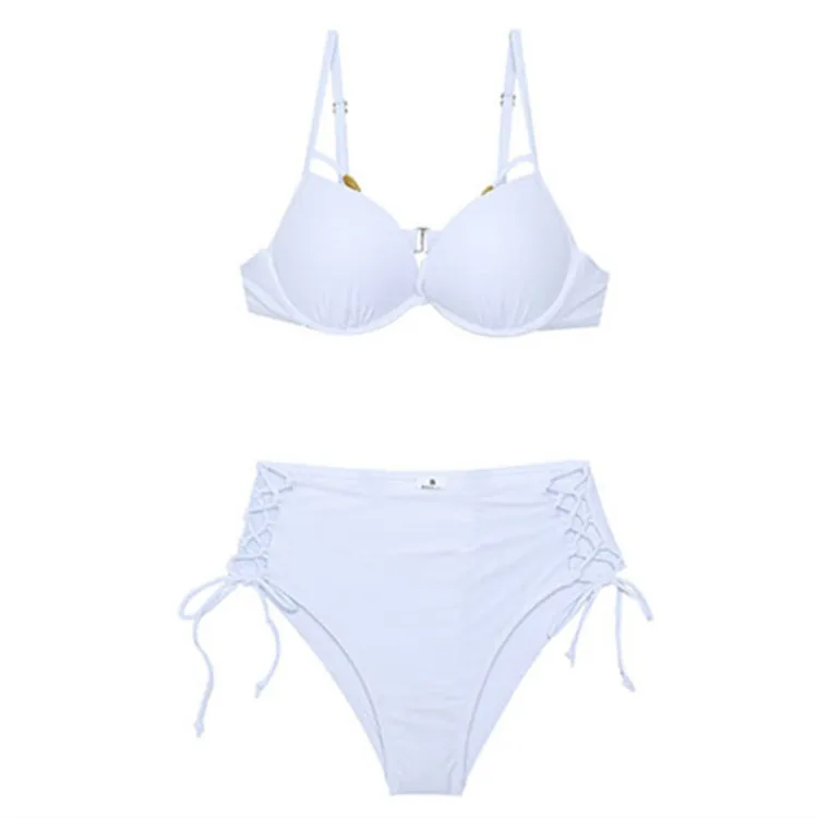 

2020 trend South Korea pure Bikini Swimsuit women's sexy steel bracket gathered high waisted bikini quick sell