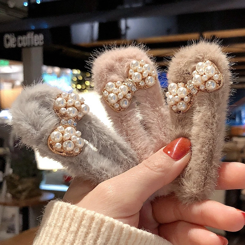 Заколка для волос с бантом Женская зимняя мягкая плюшевая пряжка из