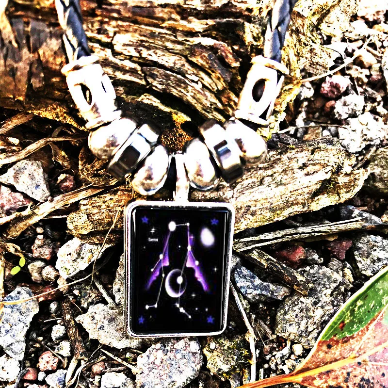 New Luminous Starry Sky 12 Constellation Necklace Pu Rope Rectangular Crystal Beaded Jewelry Fashion Trend Men's Necklaces Gifts |