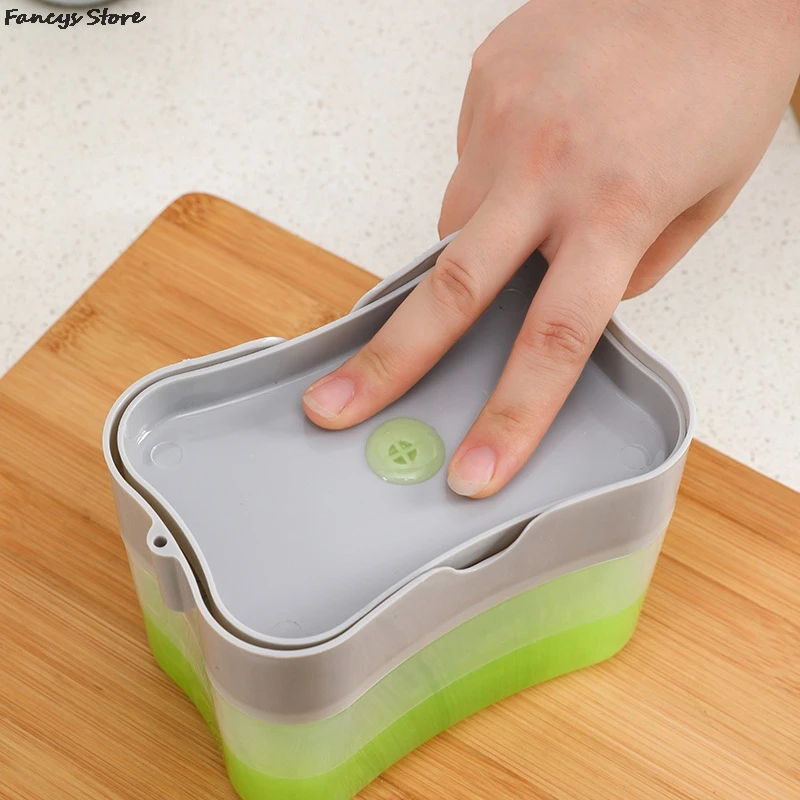 

10.7*14*9.5 Dishwashing Semen Box Automatic Liquid Dispenser Pushtype Automatic Liquid Outlet Box Kitchen Cleaner Sponge Storage