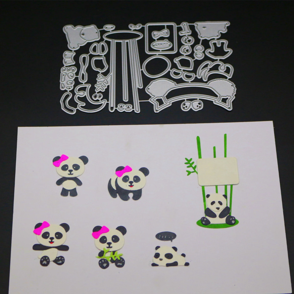 

YINISE Metal Cutting Dies For Scrapbooking Stencils Cute Pandas DIY Paper Album Cards Making Embossing Folders Die Cuts CUT Mold