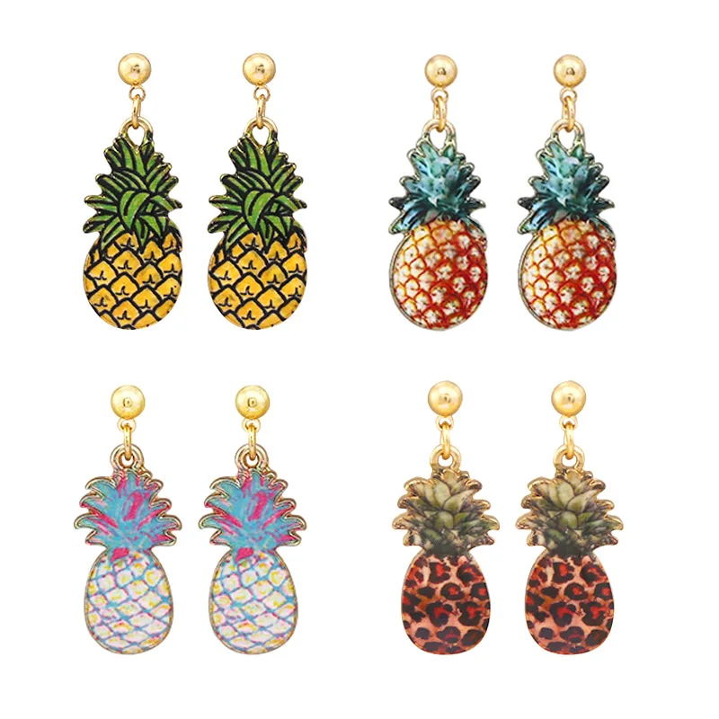 

Small Fruit Pineapple Korean Drop Earrings For Women Metal Cute Enamel Dangle Earring Female Elegant Fashion Jewelry oorbellen