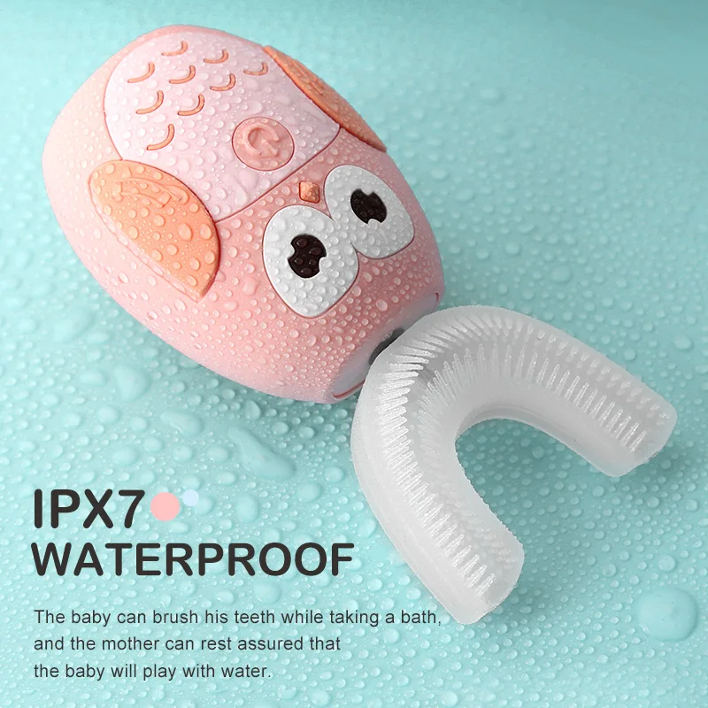 

Children Electric Toothbrush, 360 Degrees Cleaning for Kids, U Type Automatic Ultrasonic Tooth Auto Brush Cartoon Pattern
