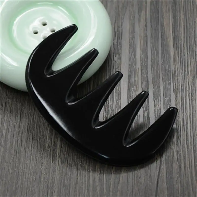 Коровья рога гребень для массажа волос Черный Бык Рог Gua Sha инструменты кожи