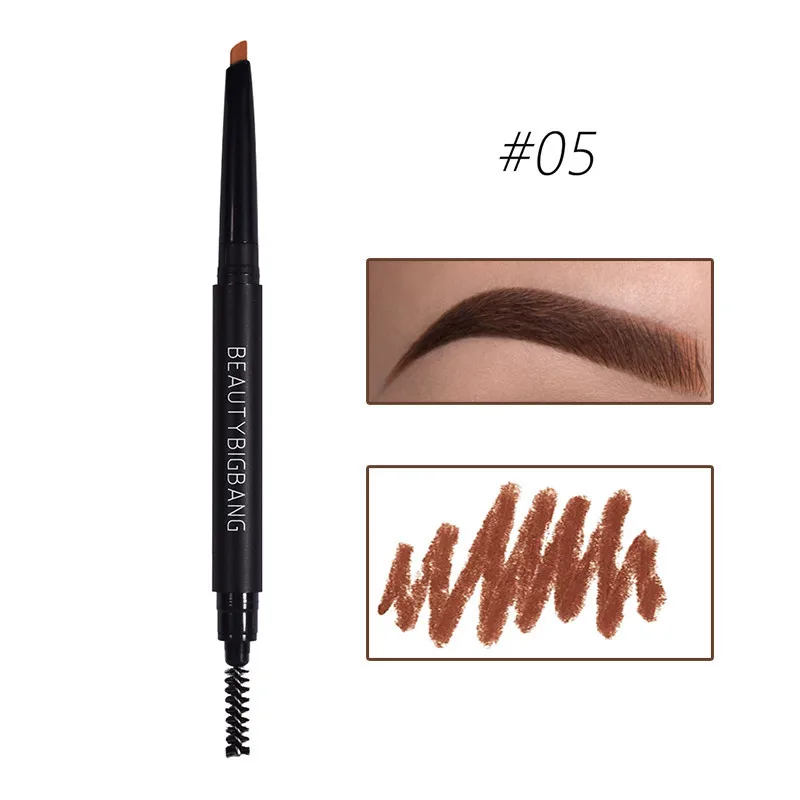 BeautyBigBang, 5 цветов, двухсторонний карандаш для бровей, водостойкий, стойкий, натуральный, вращающийся, треугольный, для бровей, тату, ручка для макияжа