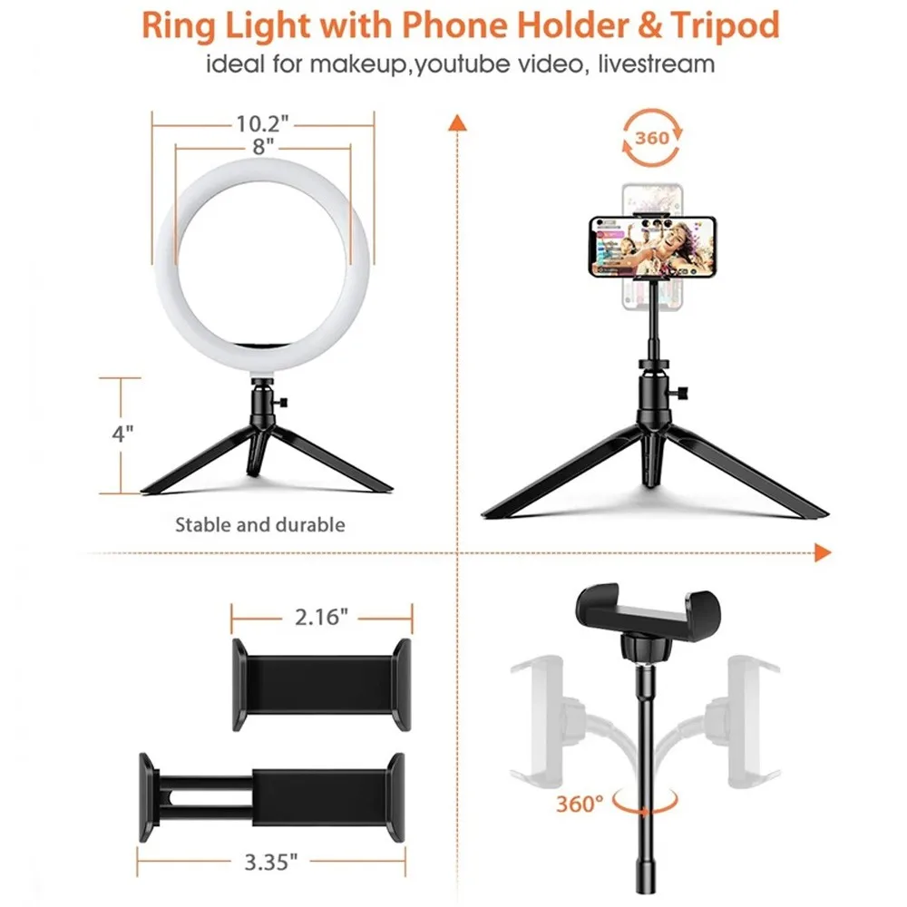 

Tongdaytech LED Selfie Ring Fill Light Dimmable RGB Ring Light With Tripod for Makeup Video Live Broadcast Perfect Effect