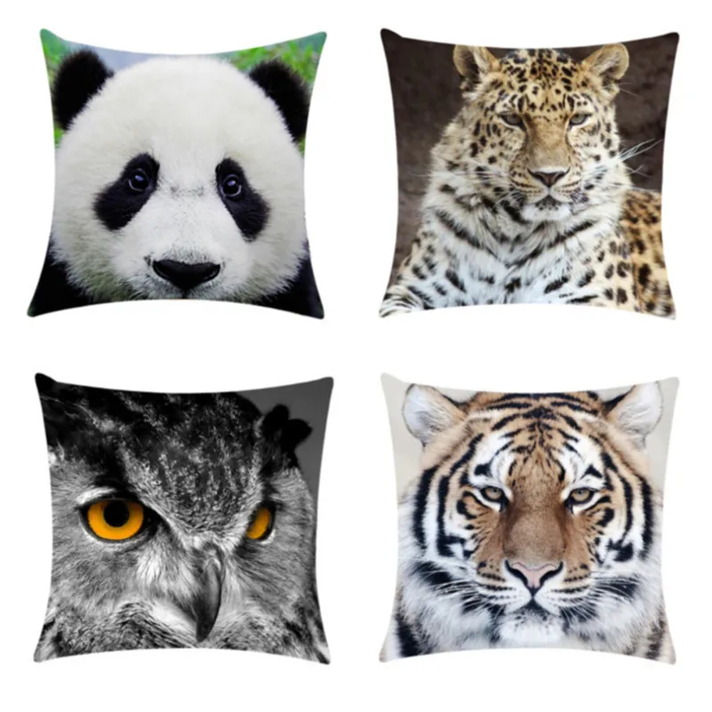 

45x45cm Animal Tiger Lion Printed Throw Pillow Case Home Office Car Waist Sofa Cushion Cover