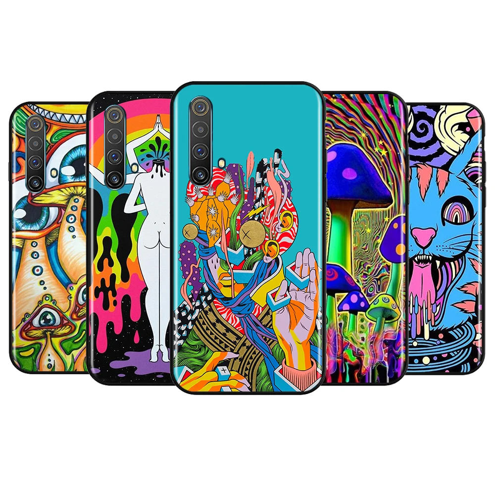 

Colourful Psychedelic Trippy Art For OPPO Realme 8 7 6s 6 5 3 2 Pro 5G Global V15 5 3 5G Silicone Black Soft Cover Phone Case