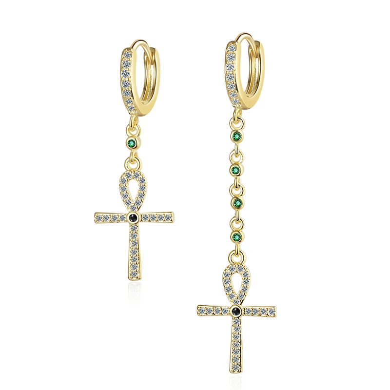 

Romantic Charming Long Drop Earrings For Women Crystal Zirconia Huggies With Chain Cross Tassel Pendant Dangle Earring Jewelry