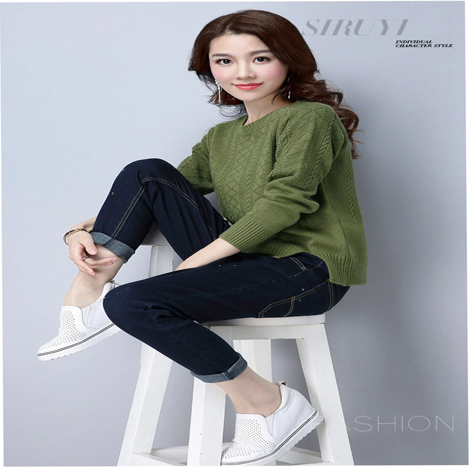 

Punk Sweater Korean Tops Ladies Tops Minimalist Clothing Baggy Sweater High Neck Top Winter Sweater V Neck Top Oversized Top