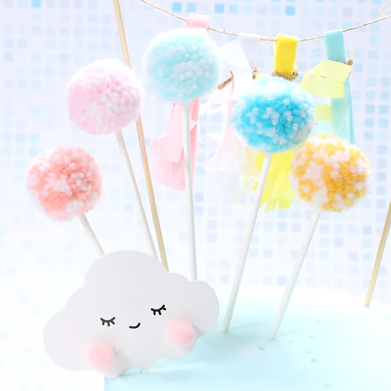 Polymer Clay Rainbow Cute Smile Cloud Star Theme Cake Topper Beautiful Cotton Balls Kids Favors Party Supplies Decoration | Дом и сад