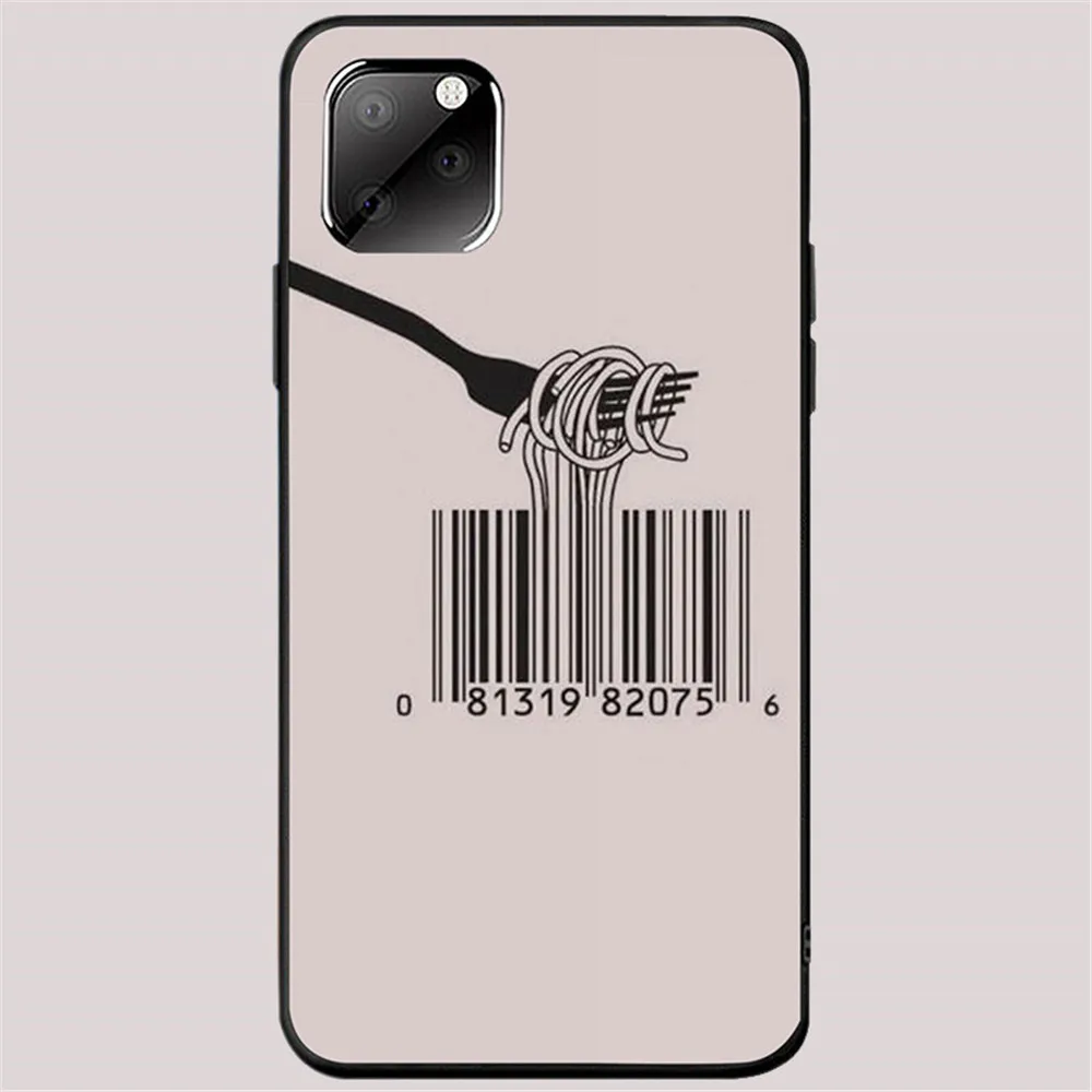 Чехол для Iphone8Plus XS 11Pro XR 7Plus 11pro Se2 7 Забавный силиконовый мягкий черный чехол 360