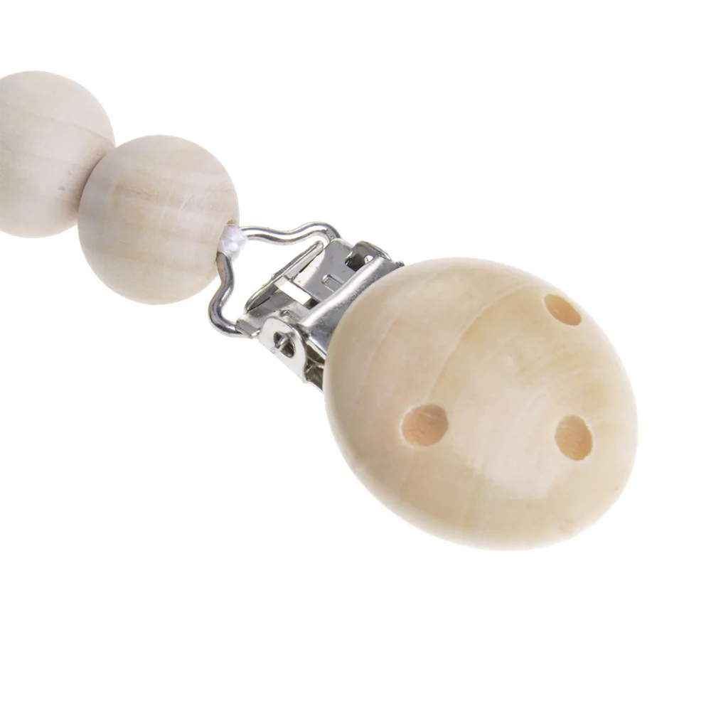 Деревянный зажим для соски цепочка из деревянных бусин детская Прорезыватель