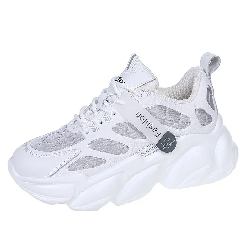 

Spring New Women Shoes Chunky Sneakers Thick Sole Height Increasing Shoes Platform White Sneakers Casual Dad Shoes