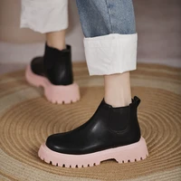 2021 new thick soled boots women are thinner and thicker thick soled chelsea short boots round toe boots